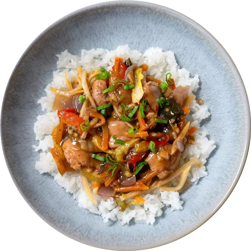 Ginger Stir Fry Chicken mit Reis