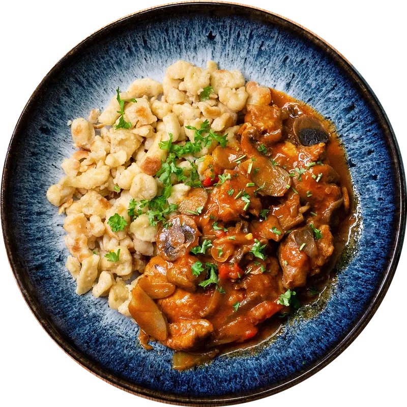 Poulet Stroganoff mit Spätzli