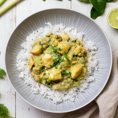 Grünes Fisch Curry mit Jasminreis