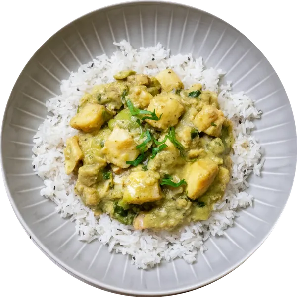 Grünes Fisch Curry mit Jasminreis