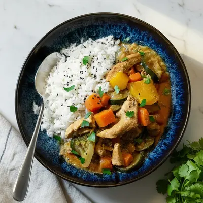Gelbes Kokos Poulet Curry