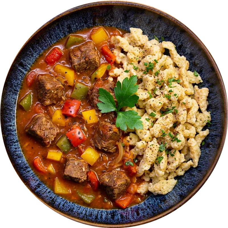 Ungarisches Gulasch mit Quarkspätzli