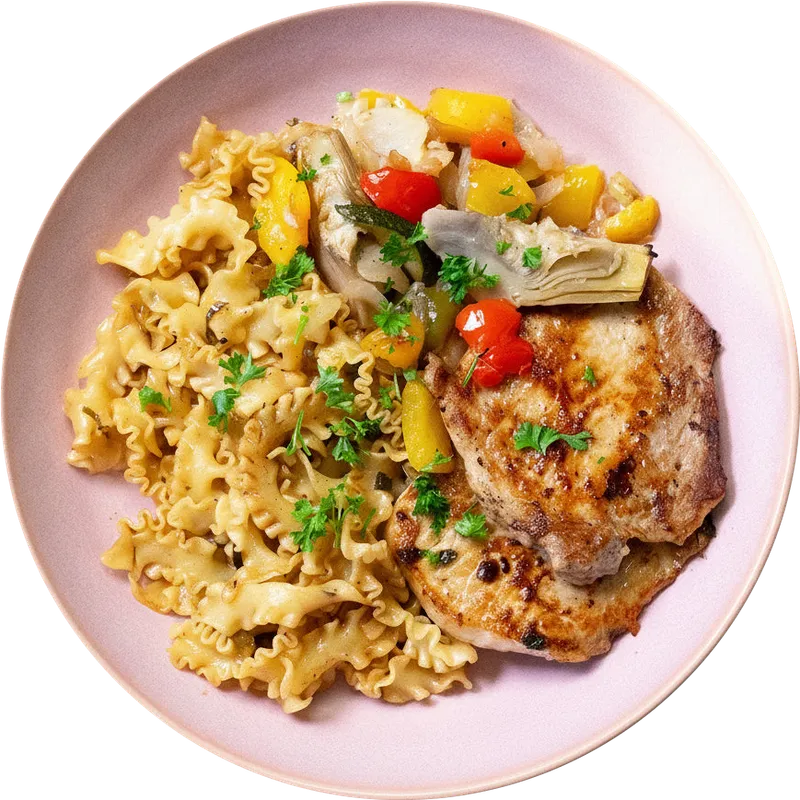 Scaloppine al limone mit Frühlingsgemüse