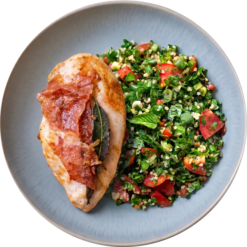 Poulet Saltimbocca mit Bulgur Taboulé