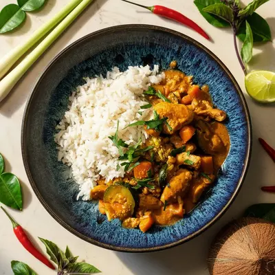 Rotes Thai Curry mit Poulet