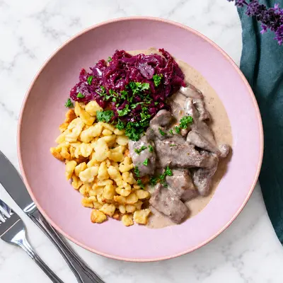 Hirschgeschnezteltes mit Spätzli