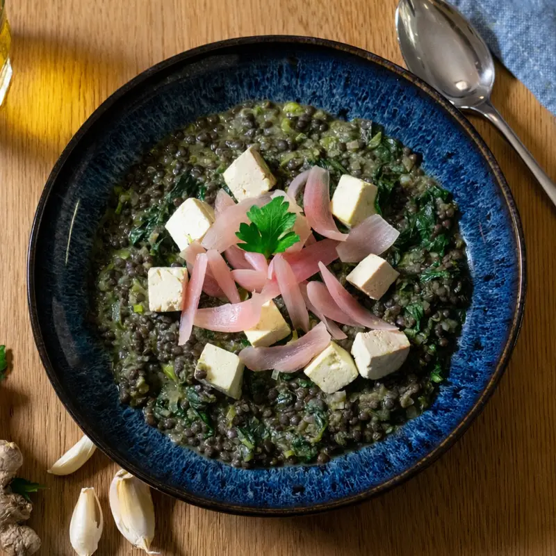 Beluga-Linsen Curry mit Seidentofu