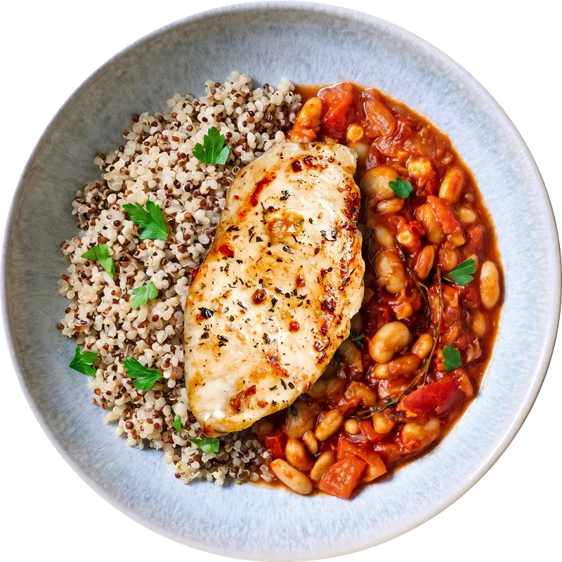Pouletbrust mit Tomaten-Bohneneintopf