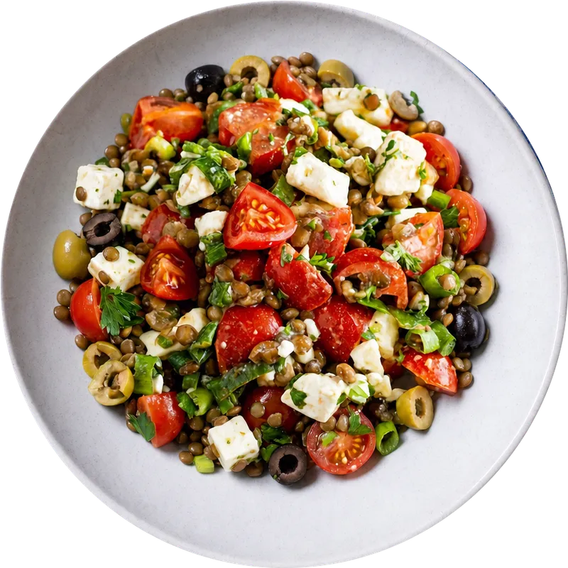Linsensalat mit gebackenem Feta