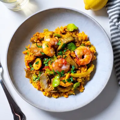 Tom's Paella mit Poulet und Calamari