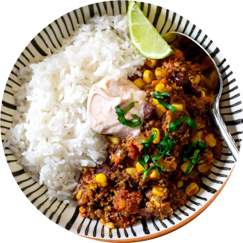 Chili sin Carne mit Reis