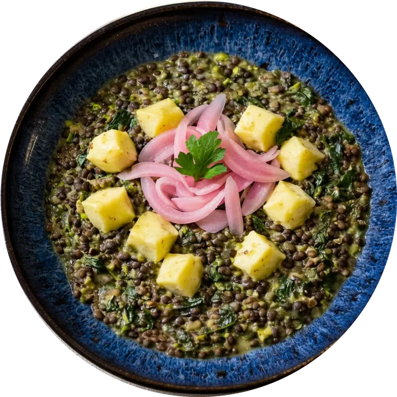 Beluga Linsen Curry mit Kartoffeln