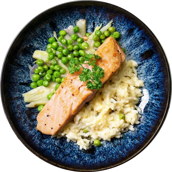 Gebratener Lachs mit Fenchel & Erbsen