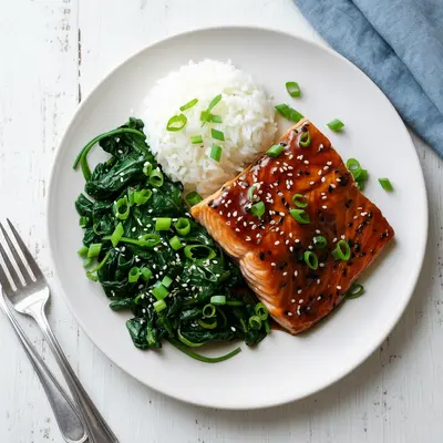 Teriyaki Lachs mit Kokosspinat