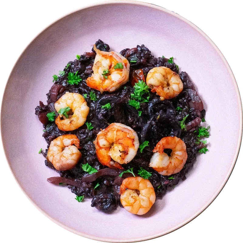 Venere Reis mit Shrimps und Calamari