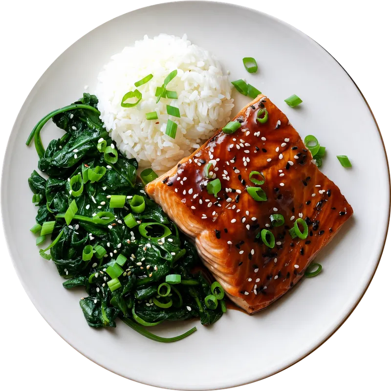 Teriyaki Lachs mit Kokosspinat